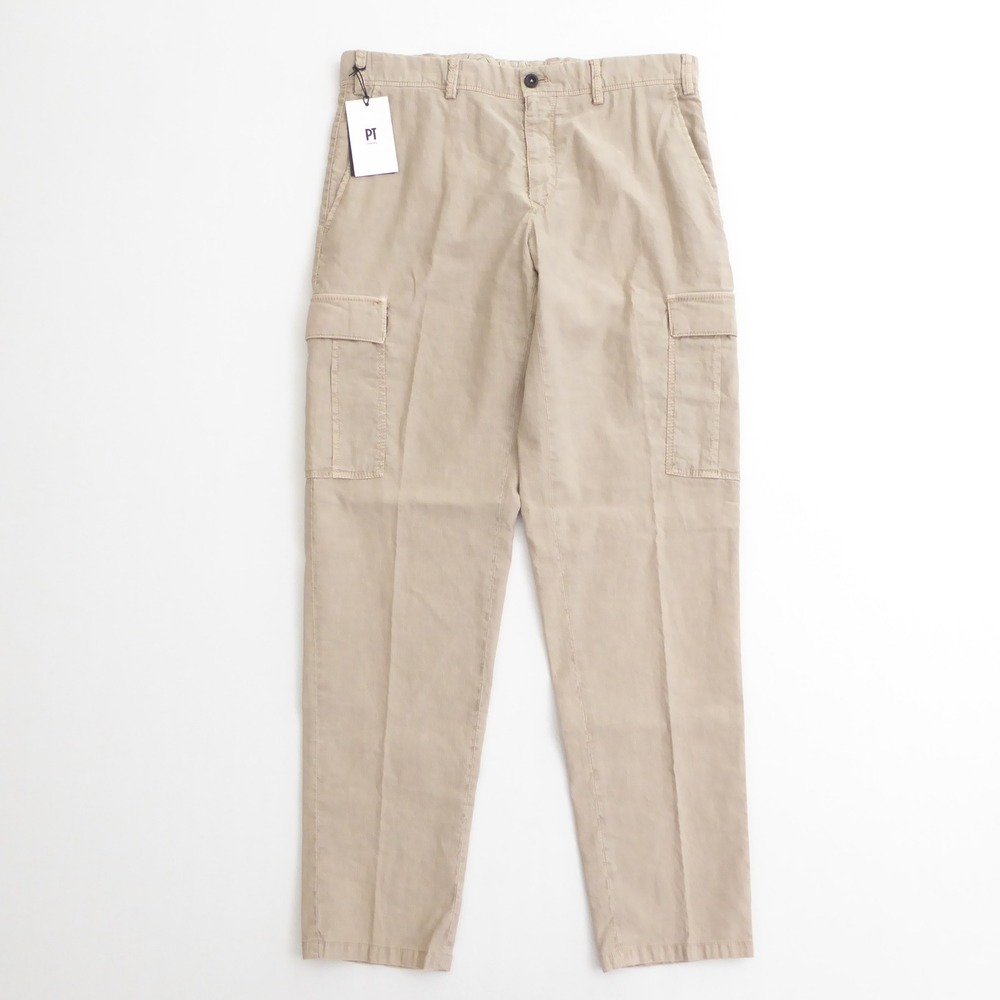 PT Torino Mens Cargo Pants Beige Worn Out The Rebel Cotton Linen 48 IT (32x30)